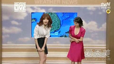 女主播撕裙玩美腿诱惑惹争议 韩国气象主播朴恩智湿身让黑色內衣若隐若现